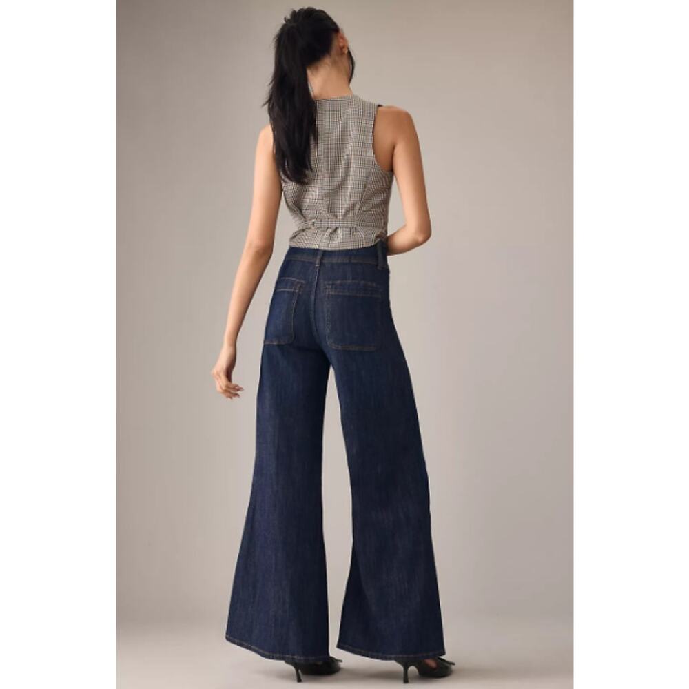 Pilcro Jeans 26 Wide Leg Trousers Denim Blue Casual Sailor Office Work Casual - Picture 4 of 16
